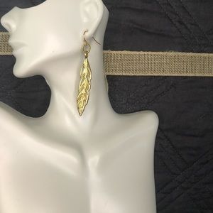 Gold Leaf Drop Dangle Earrings Handmade